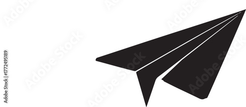 Black paper airplane in flight white origami