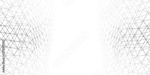 Futuristic circle wave. Vector white cyberspace. Abstract music sound wave with dots. Black moving particles on a white backgroun