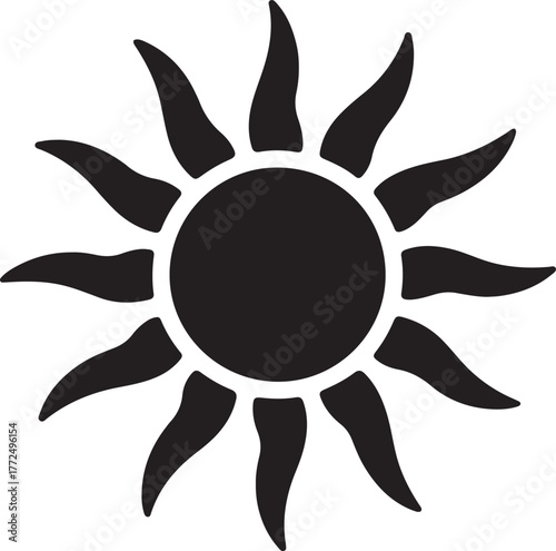 Black sun with wavy rays solar celestial