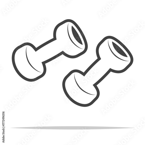 Small dumbell light weight outline icon transparent vector isolated