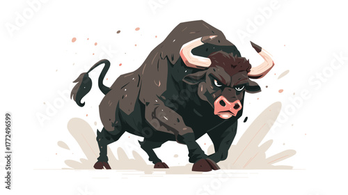 Vector illustration of a bull isolated on a white background