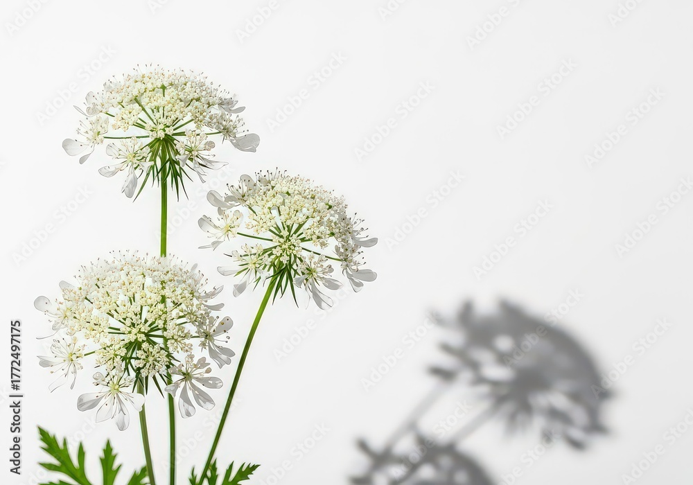 custom made wallpaper toronto digitalDelicate White Queen Anne's Lace Flowers with Soft Shadow on White Background