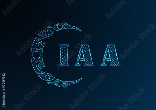 Low poly letter logo IAA design. IAA letter logo low poly vector design on blue color gradient background. IAA logo low poly design