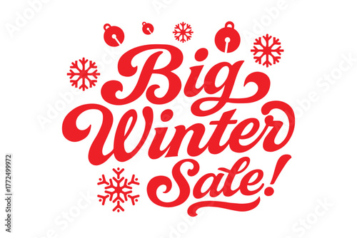 Unwrap amazing deals with this vibrant Big Winter Sale announcement featuring festive snowflakes and bells for your holiday promotions!