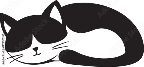 Silent serenity a graceful silhouette of a sleeping cat art