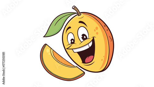 Mango fruit smiling happy
