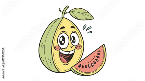 vector illustration of guava smiling happy