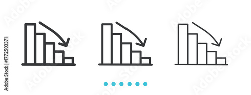 Descending Bar Chart icon. Thin line icon vector