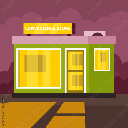 Modern Convenience Store Building Vector Illustration