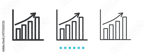 Growth Bar Chart icon. Thin line icon vector