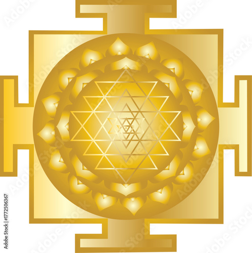 Golden colour Srichakra or Sri Yantra
