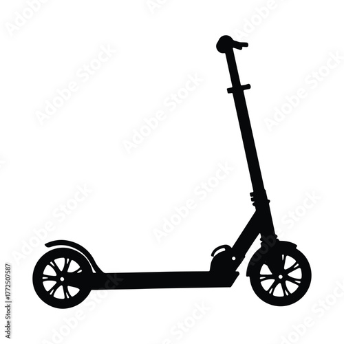 Black silhouette of a scooter on white background