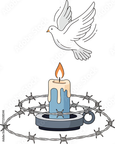 Flat modern vector illustration for Holocaust Remembrance Day