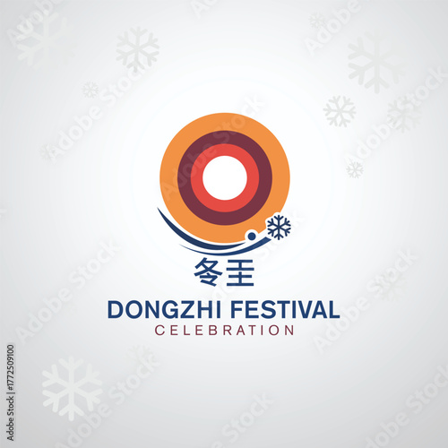 Dongzhi Festival Celebration Logo with Snowflake Icon