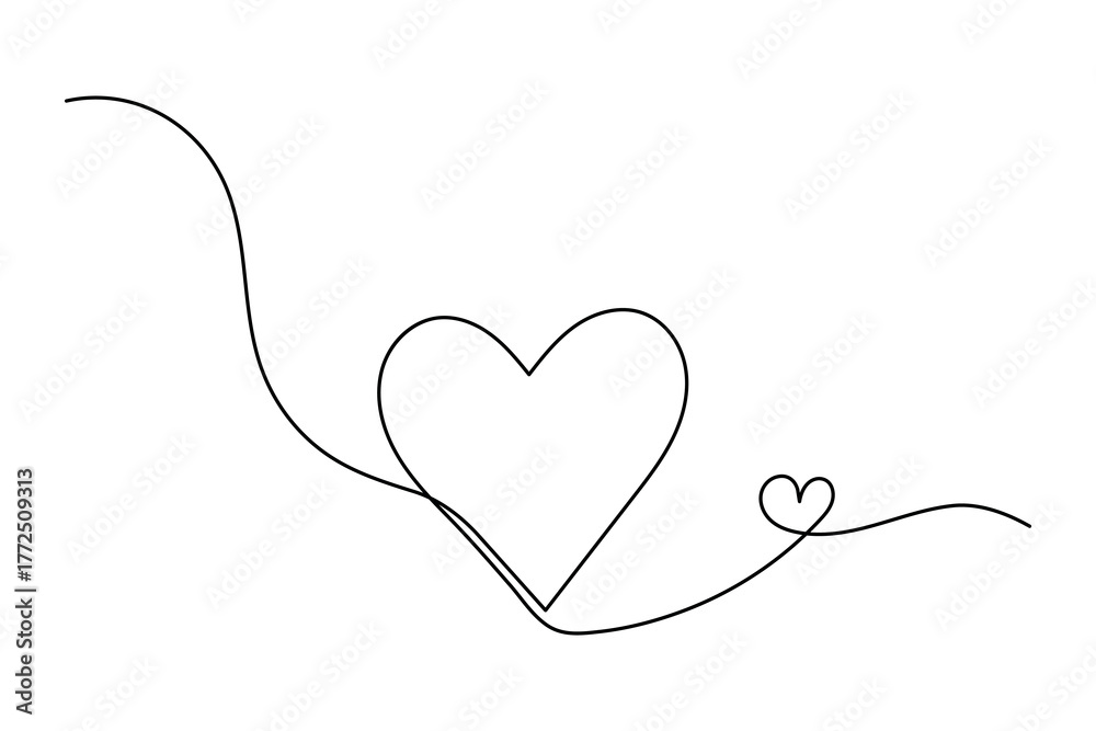 Fototapeta premium Heart continuous one line drawing minimalist love symbol isolated outline vector illustration