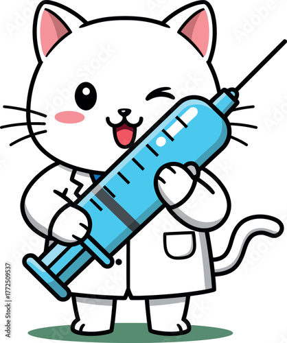 Adorable kawaii cat unicorn with rainbow and wings fantasy creature art