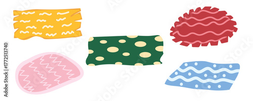 Set of colorful carpet and rug textures. Interior decoration collection, cozy home design elements