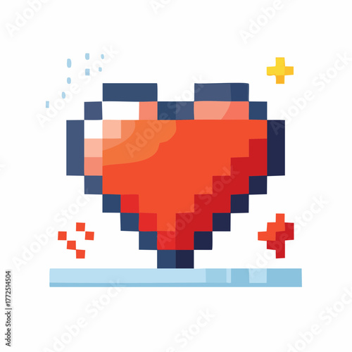 Pixelated Heart Icon Love and Affection Symbol with Digital Art and Graphic Design Elements
