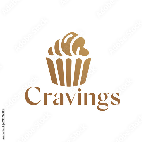 Golden Cupcake Cravings Logo for Bakery Branding