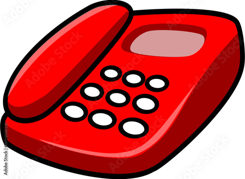 Bright red cordless telephone with numeric keypad