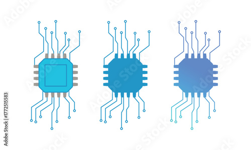 半導体チップと電子回路の概念イラスト