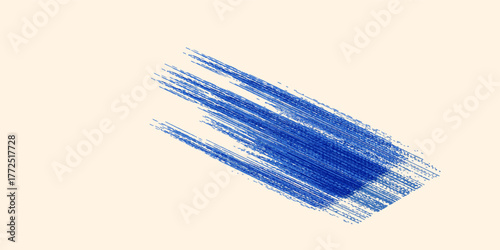 Grainy blue spiral brush stroke with spray texture. Hand drawn distress damaged edge vintage banner with spiral bold line.