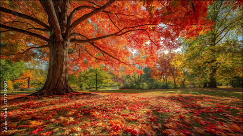 Beautiful and peaceful park in the fall season