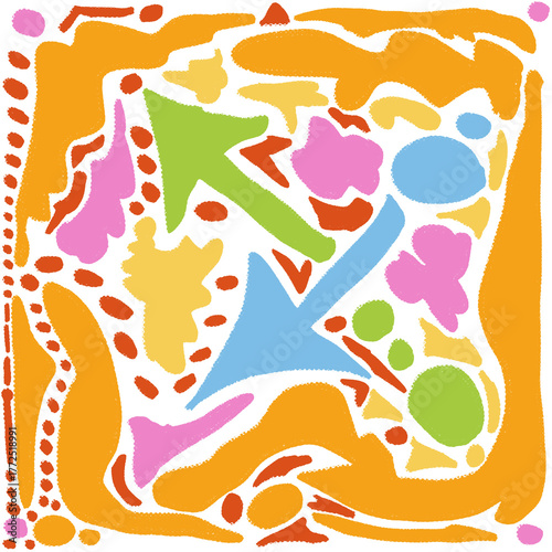 . Vibrant retro abstract background with geometric shapes and bold colors. Perfect for adding a touch of nostalgia to your designs.