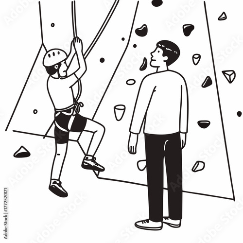 Rock Climbing Indoor Wall With Instructor And ClimberTitle: Rock Climbing Indoor Wall With Instructor And ClimberKeywords: rock climbing, indoor climbing, climbing wall, bouldering, climber