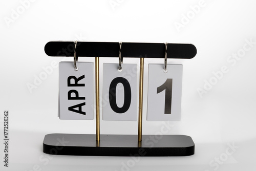 Photography The perpetual calendar is flipped to display April 1 st.