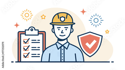 A compliance officer with a helmet representing security