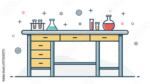 A Laboratory Table With Science Equipment Illustrated