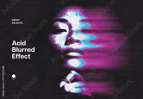 Acid Blurred Photo Effect Mockup