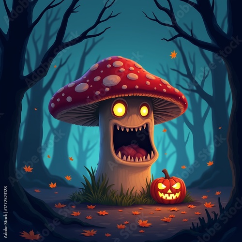Scary toothy toadstool