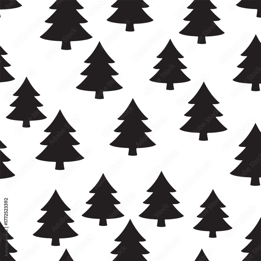 Obraz premium Seamless Pattern with Black Christmas Trees Festive Design.