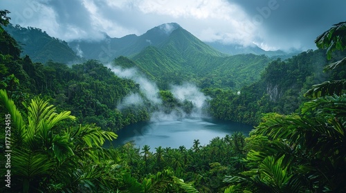 Dominica landscape lush rainforests and boiling lakes beautiful nature view