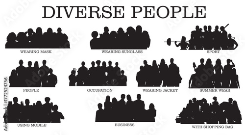 silhouette of people diversity multi ethnicity different multicultural professional people 
