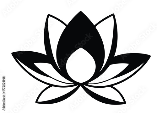 Elegant Black Lotus Flower Illustration Symbolizing Purity and Enlightenment Vector Graphic