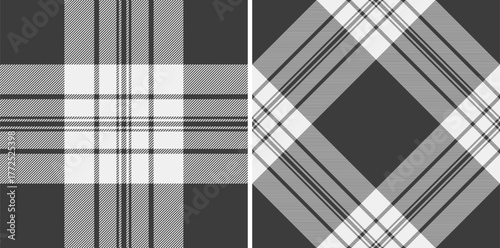 Elegant gray and white tartan patterns showcase classic style. Versatile for backgrounds, textiles, fashion or graphic projects requiring a timeless and sophisticated touch.