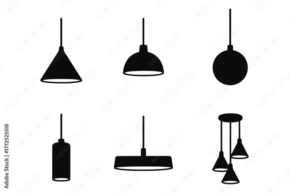 Naklejka premium Silhouette hanging lamps: modern minimalist ceiling lights collection
