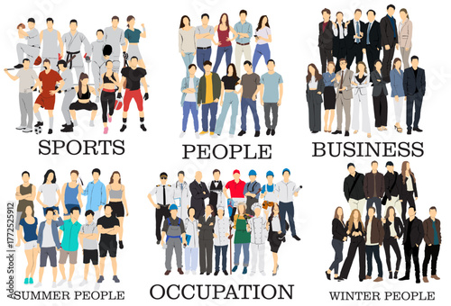 group of diverse people ,different occupation, business ,sport people ,diversity ,ethnicity, multinational 