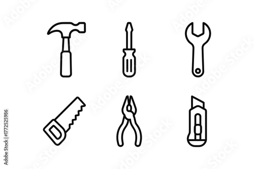 Essential tools icons in minimalist style for diy projects