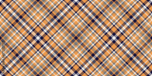 Covering background texture textile, feminine pattern plaid seamless. Furniture tartan check fabric vector in orange and white colors.