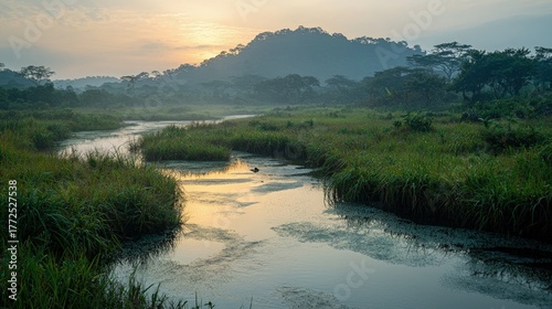 The Gambia landscape riverine forests and savannas beautiful nature view