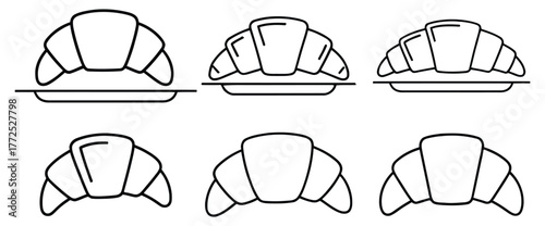 Assortment of Flaky Croissant Pastries Bakery Icons Collection