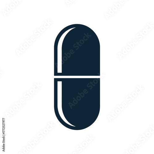 Scalable vector illustration of a dark blue pill capsule for medical pharmaceutical and health concepts vector