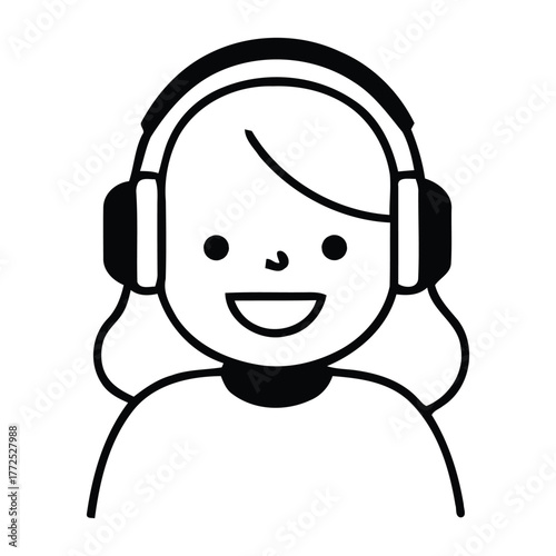 Happy Young Person Enjoying Music with Over Ear Headphones