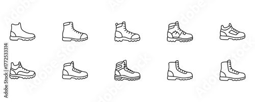 Boot Styles Set in Line Drawings