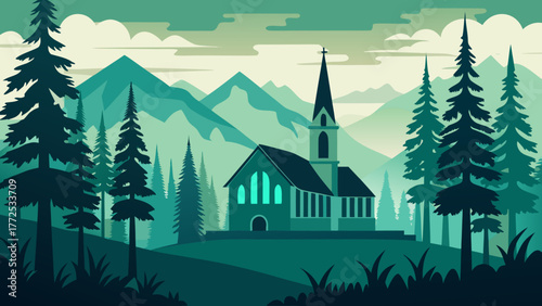 Church in idyllic landscape at daytime