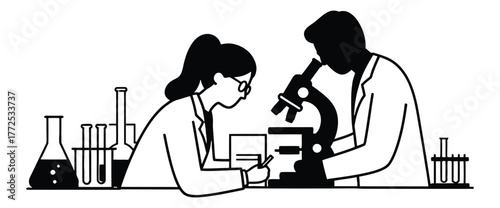 Professional Researchers Collaborating on Scientific Experiments in a Laboratory Setting